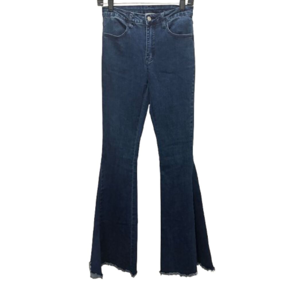 Saints & Hearts Bell Bottom Jeans‎ Dramatic Flare Dark Wash Denim Size Small